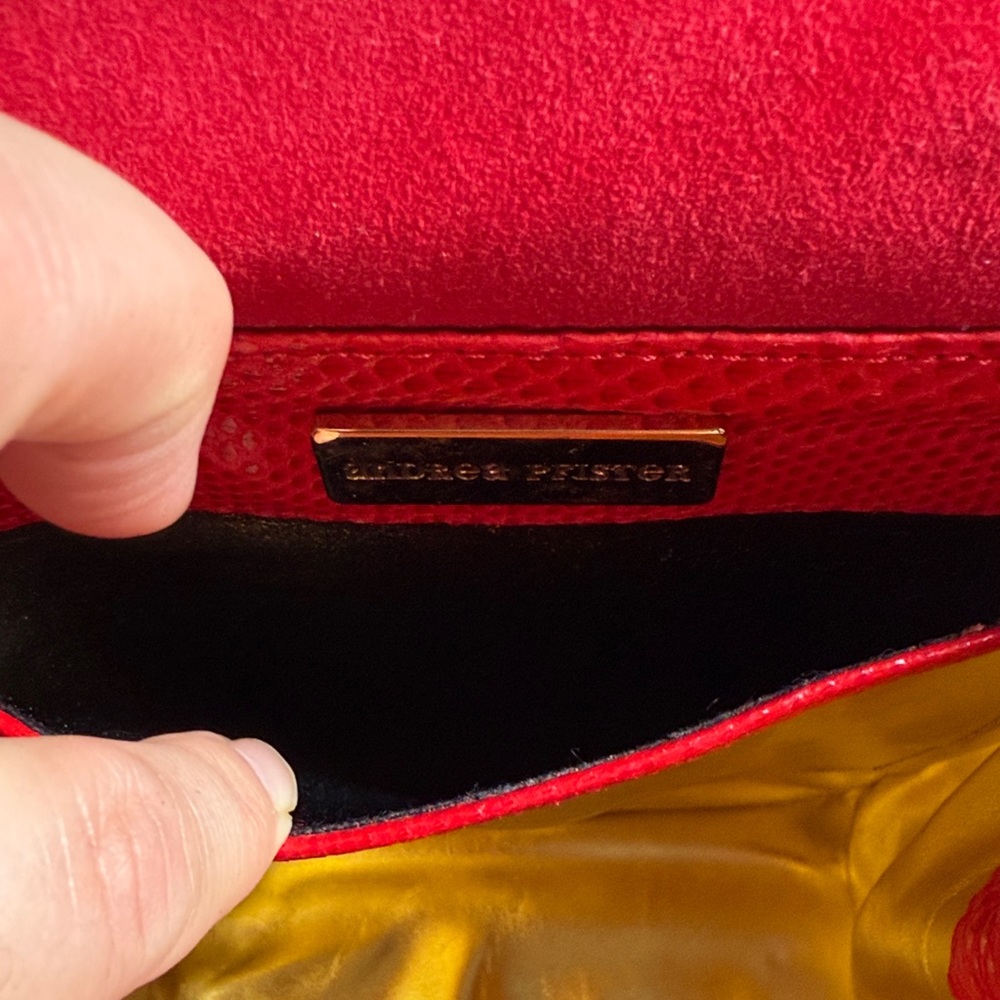 Andrea Pfister Vintage Red Leather and Purple Suede Purse - Picture 10 of 17